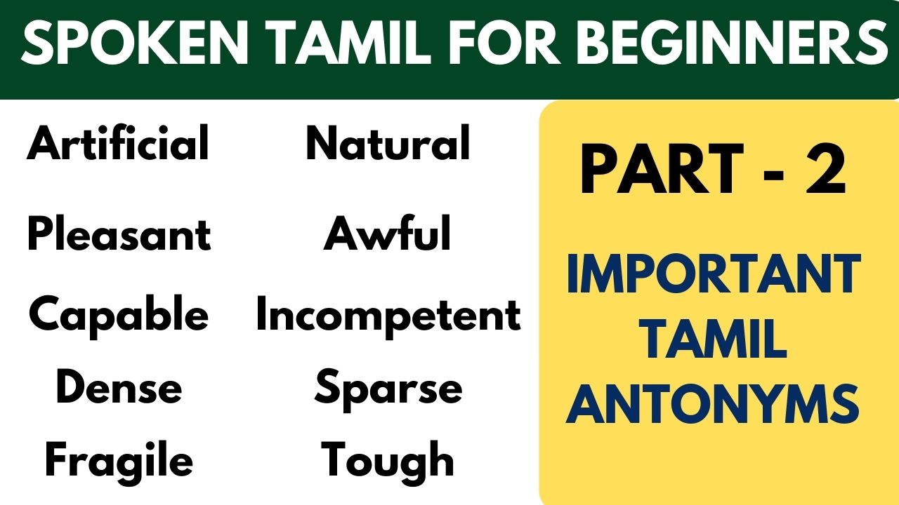 Read more about the article Part 2 Tamil Antonyms through English | Learn Tamil through English