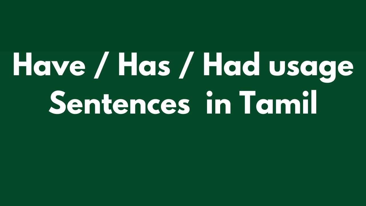 Read more about the article Have/Has/Had Usage Tamil sentences | Learn Tamil Through English